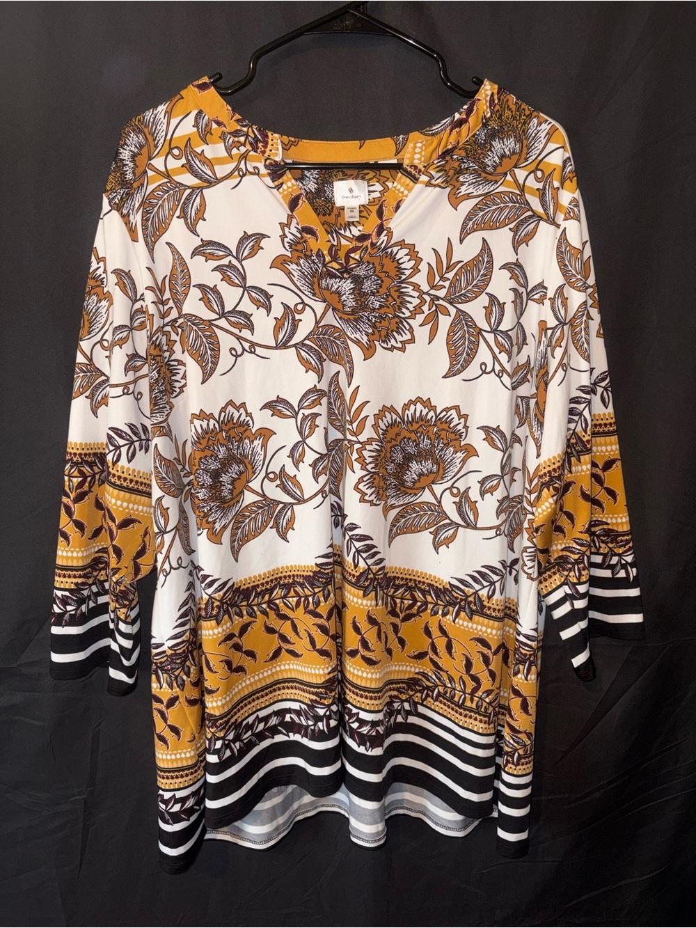 Dressbarn Boho Floral Multi Pattern Blouse